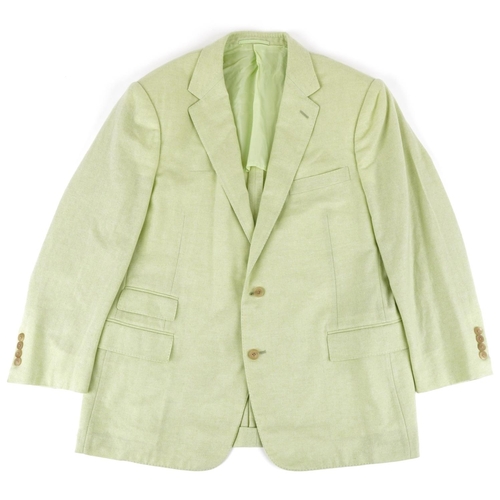 1276 - Ralph Lauren 100% green cashmere herringbone dinner jacket with silk lining, size 46R