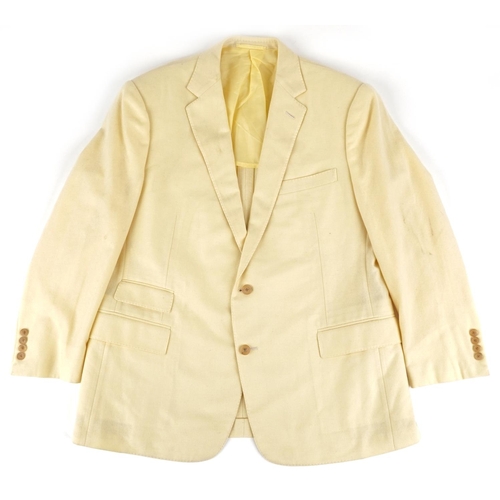 1275 - Ralph Lauren 100% yellow cashmere herringbone dinner jacket with silk lining, size 44R