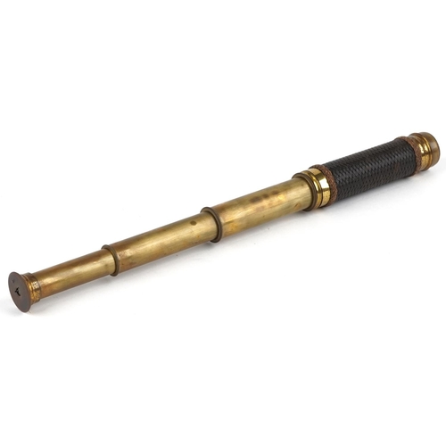 42 - Victorian three draw brass telescope, 16cm in length when closed