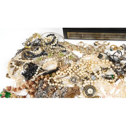 2782 - Large collection of vintage and later costume jewellery and wristwatches including stud earrings, cl... 