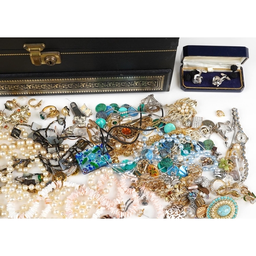 2782 - Large collection of vintage and later costume jewellery and wristwatches including stud earrings, cl... 