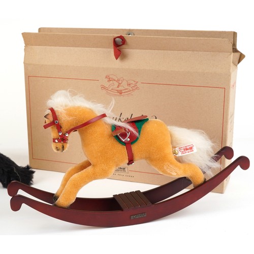 1586 - Two Steiff horses with boxes comprising Schaukelpferd rocking horse and Ferrari Mascot horse Stuttga... 