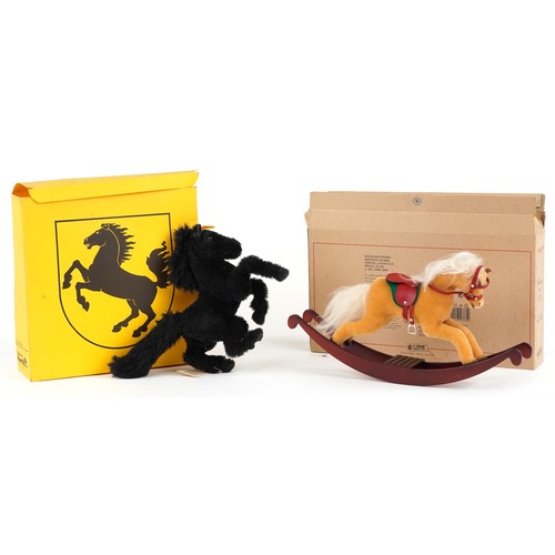 1586 - Two Steiff horses with boxes comprising Schaukelpferd rocking horse and Ferrari Mascot horse Stuttga... 