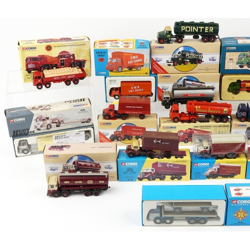 1568 - Corgi diecast model vehicles with boxes including flatbed lorries, Gulf oil tanker and Shell oil tan... 