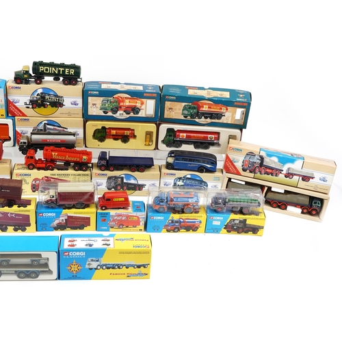 1568 - Corgi diecast model vehicles with boxes including flatbed lorries, Gulf oil tanker and Shell oil tan... 