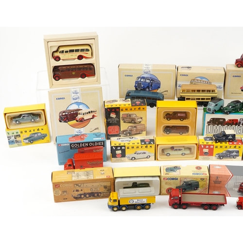 1570 - Diecast model vehicles with boxes including Corgi London Brick, Corgi Buses and Vanguards