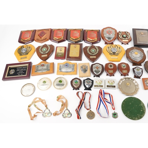 1698 - Extensive collection of various bowling trophies, shields and plaques relating to W Hulbert