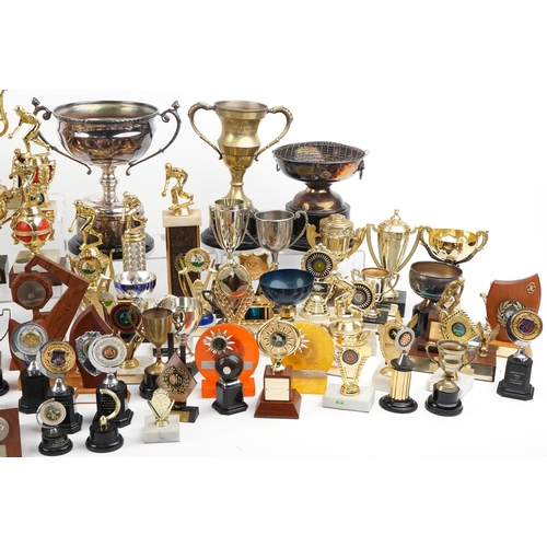 1697 - Extensive collection of various bowling trophies, shields and plaques relating to W Hulbert