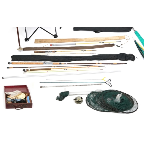 1397 - Vintage and later freshwater and seawater fishing rods, tackle and accessories including cane and ca... 