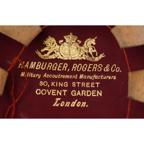 652 - Victorian British military 8th Hussars bearskin hat with epaulettes and tin applied Hamburger Rogers... 