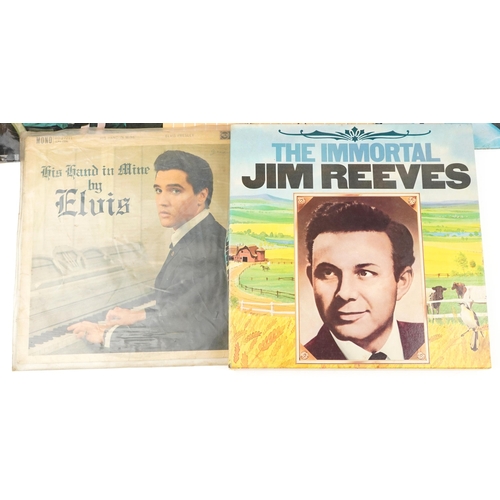 1225 - Four Elvis Presley vinyl LP records and Jim Reeves Immortal box set