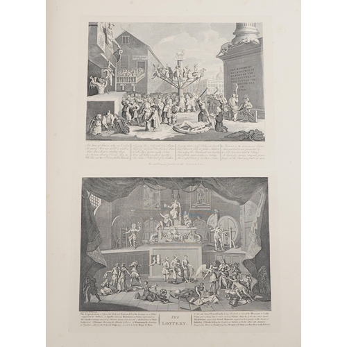 1729 - The Works of William Hogarth from the Original Plates Restored by James Heath Esq. RA, antique leath... 