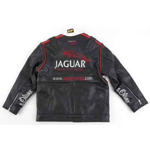 1532 - Black and white leather child's motorbike leather jacket, size M
