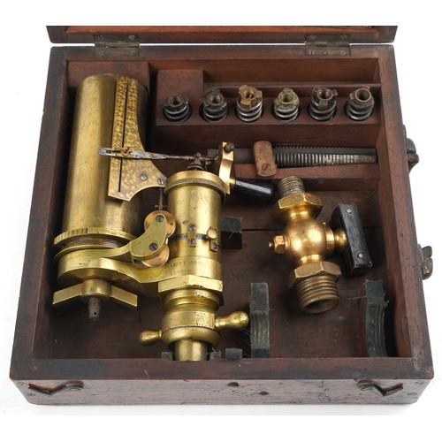 356 - Victorian Richard's Improved Patent steam engine indicator housed in a mahogany box and a Steam Engi... 