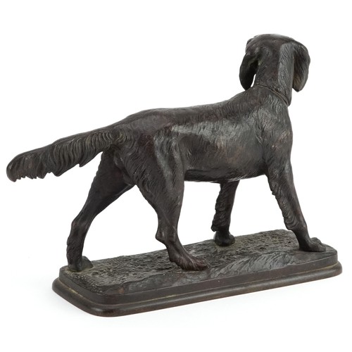 180 - Jules Bennes, French patinated bronze sculpture of a gun dog, 19cm in length