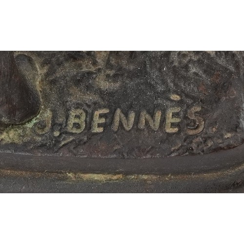 180 - Jules Bennes, French patinated bronze sculpture of a gun dog, 19cm in length