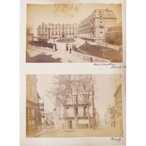 1730 - 19th century European photographs arranged in 
 an album including Salzburg, Cologne and Biarritz