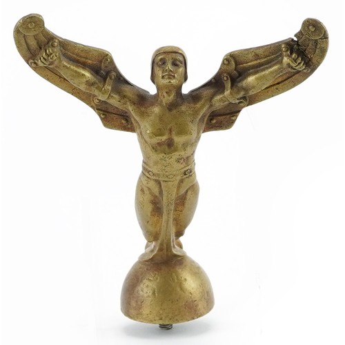 Art Deco automobilia interest bronzed car mascot in the form of winged Icarus, 15cm high