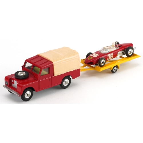 1554 - Vintage Corgi Toys diecast Land-Rover with Ferrari racing car on trailer gift set with box, no 17