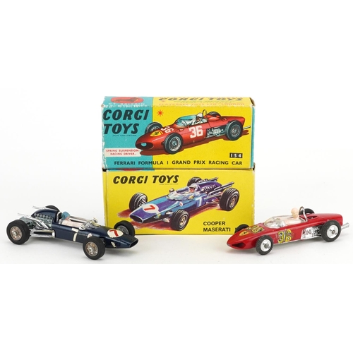 1551 - Two vintage Corgi Toys diecast racing vehicles with boxes comprising Ferrari Formula I Grand Prix Ra... 