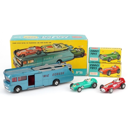 1537 - Vintage Corgi Major diecast Ecurie Ecosse racing car transporter with racing cars, gift set no 16