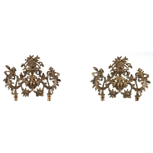 1398 - Pair of large Rococo style brass easel stands, each 78cm high