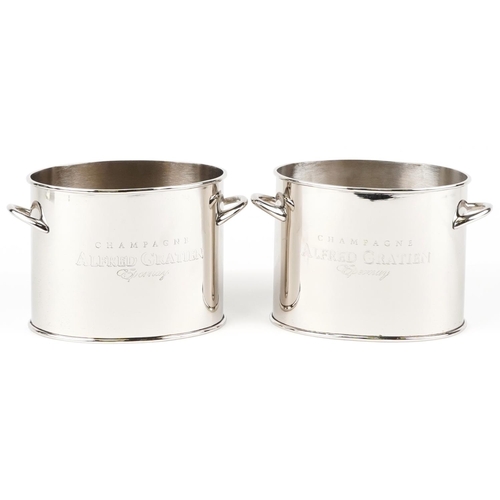 488 - Pair of Alfred Gratien style Champagne ice buckets with twin handles, 18cm high x 28cm wide