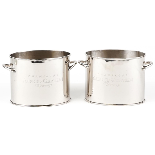 488 - Pair of Alfred Gratien style Champagne ice buckets with twin handles, 18cm high x 28cm wide