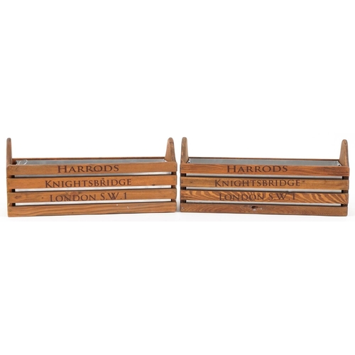 1517 - Pair of Harrods design hardwood planters, 35cm wide