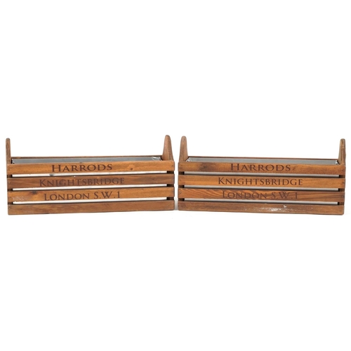 1517 - Pair of Harrods design hardwood planters, 35cm wide