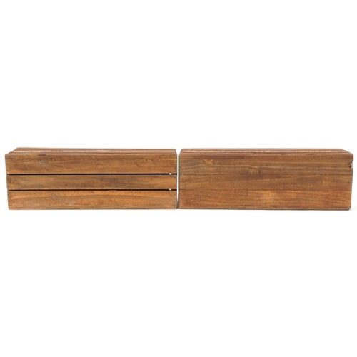 1517 - Pair of Harrods design hardwood planters, 35cm wide