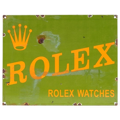 1400 - Rolex Watches enamel advertising sign, 37.5cm x 29.5cm