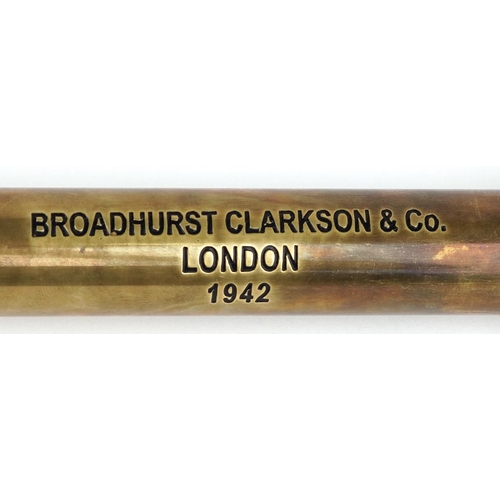 1422 - Naval interest brass three draw telescope, 84cm in length extended