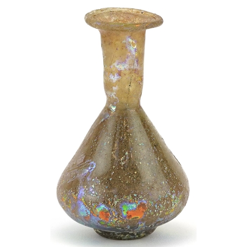 523 - Roman iridescent glass vase, 8.5cm high