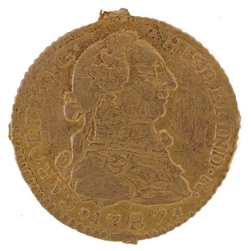 1634 - Caroline III 1787 gold Escudo, 2.1g