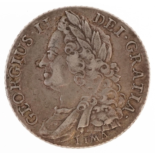 1642 - George II 1745 florin, Lima below bust, 6.0g