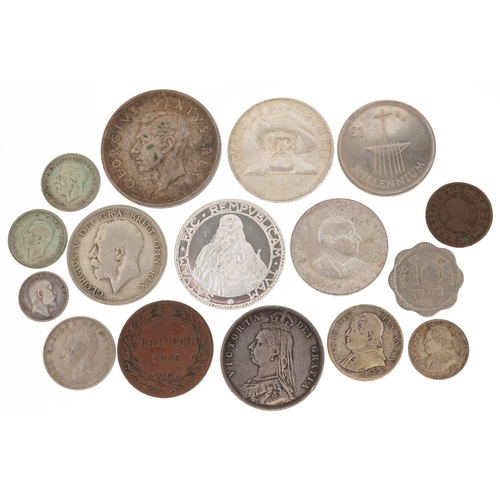 1638 - British and world coinage including an Irish penny, South African 1848 five shillings, and 1887 half... 