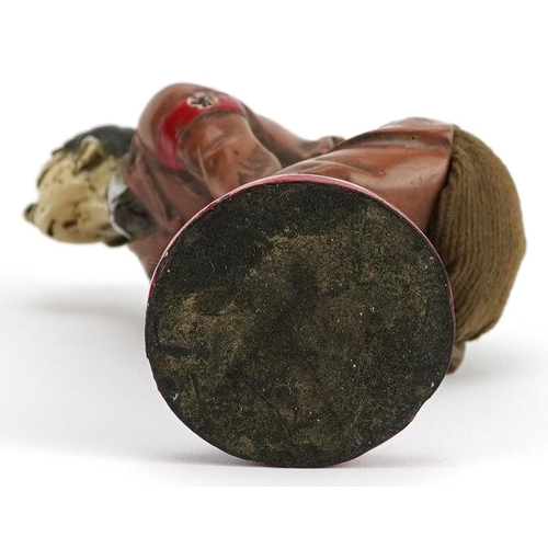 661 - German military interest cold painted pin cushion in the form of Adolf Hitler, 12cm high