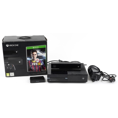 1618 - Microsoft Xbox One FIFA 14 Edition games console set with controller, headset and Kinect sensor