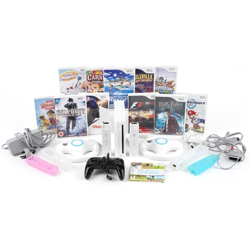 1622 - Nintendo Wii games console with controllers, accessories and a collection of games