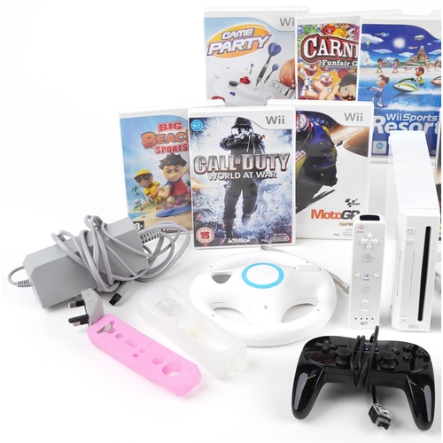 1622 - Nintendo Wii games console with controllers, accessories and a collection of games