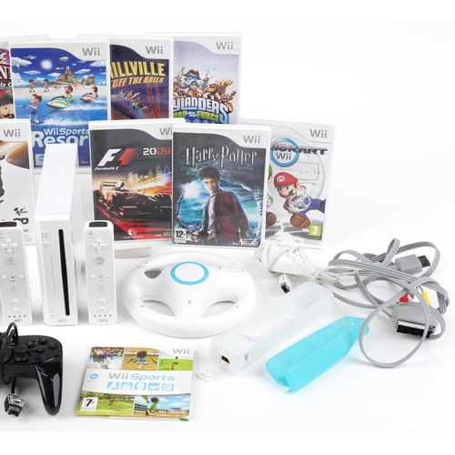 1622 - Nintendo Wii games console with controllers, accessories and a collection of games