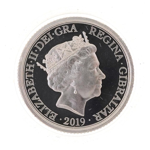 1653 - Elizabeth II 2019 Gibraltar silver proof sovereign with fitted box and certificate together with a S... 