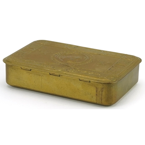 628 - British military World War I brass Mary tin