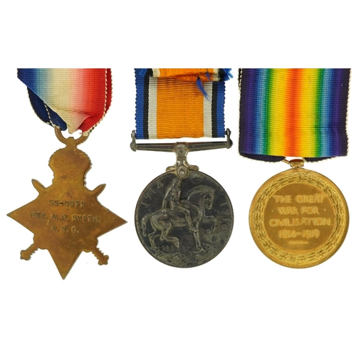 604 - British military World War I trio awarded to 8971PTE.A.B.SMITH.A.S.C.