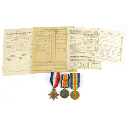 605 - British military World War I trio relating to Charles Frederick Kirby with related paperwork compris... 