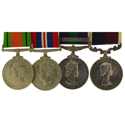 602 - British military World War II RAF four medal group comprising Long Service and Good Conduct medal aw... 