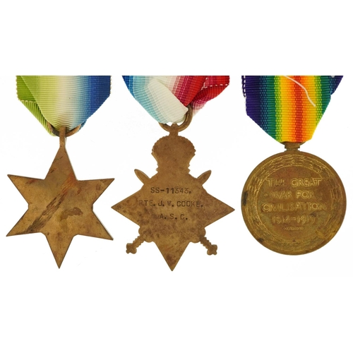 608 - British military World War I and World War II three medal group including a trio awarded to 51228PTE... 