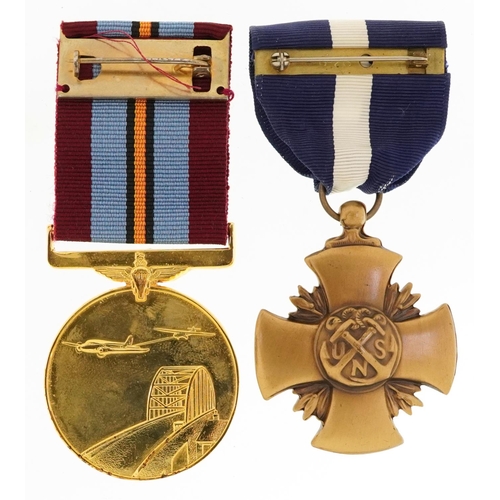 624 - Military interest Arnhem 50th Anniversary medal and United States of America Navy Cross with fitted ... 