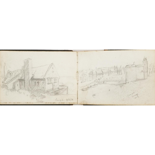 1702 - Early 20th century artist's travel sketchbook housing various watercolours and pencil sketches inclu... 